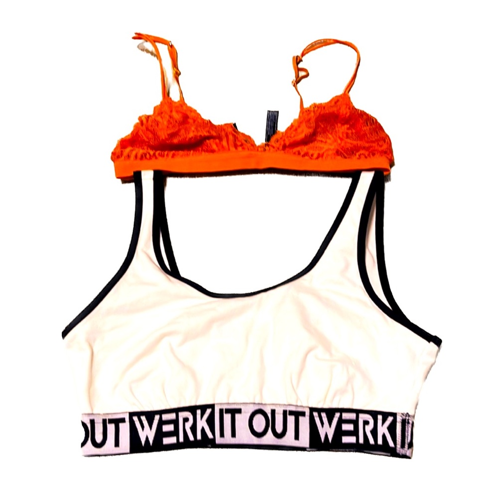2 Bras! Out From Under- Urban Outfitters Back Closure Bralette & White Bonus Bra